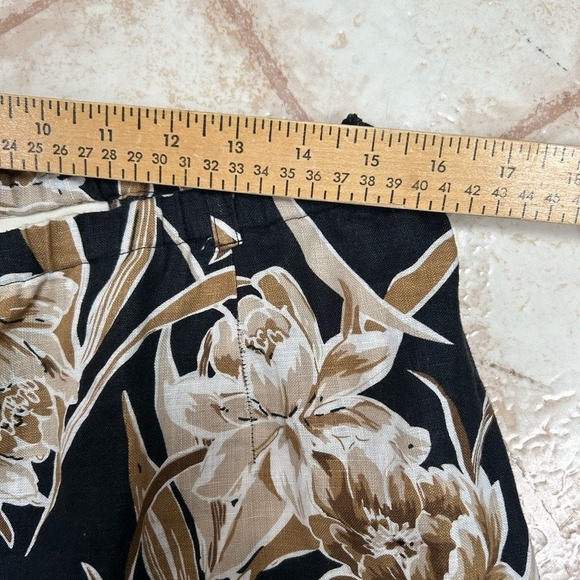 Amanda Smith Womens Ankle Pants SideZip 100% Linen Large Tropical Floral Print - Picture 6 of 9